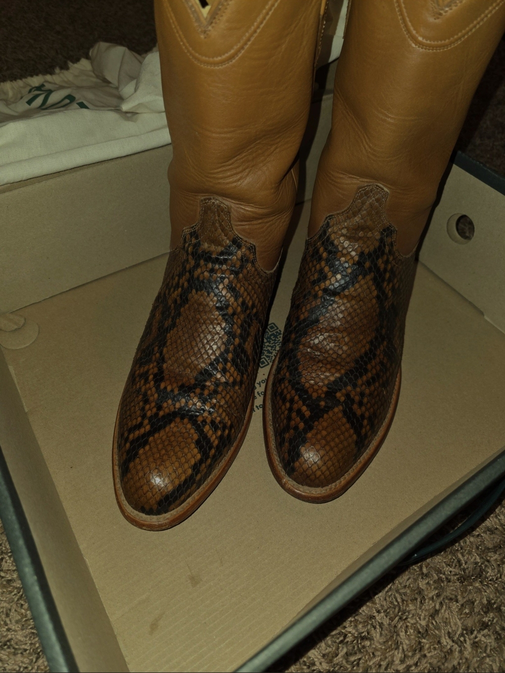 The Billy Tecovas Brown Snake-Print Leather Western Boots